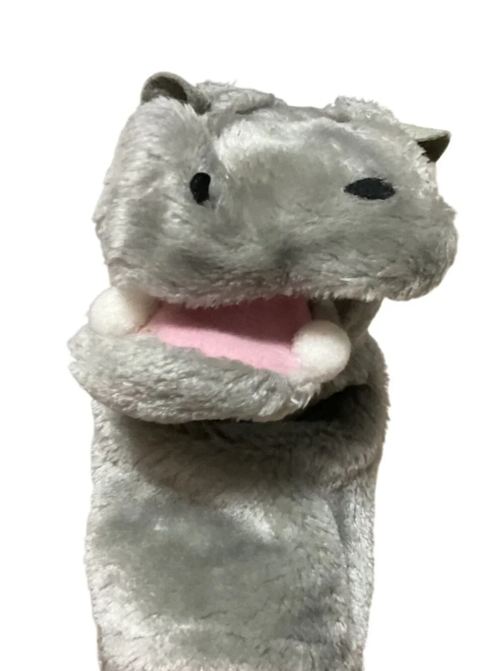 Vintage 1977 Dakin Plush Hippo Hand Puppet Gray Soft Toy Made In Korea